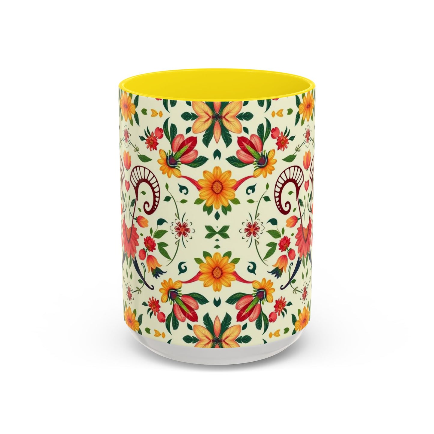 Accent Coffee Mug, Aries, Zodiac, Flower Pattern, (11, 15oz)