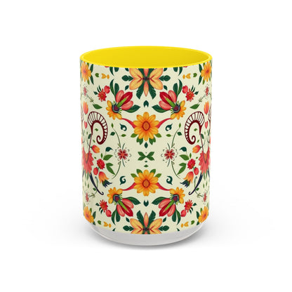 Accent Coffee Mug, Aries, Zodiac, Flower Pattern, (11, 15oz)