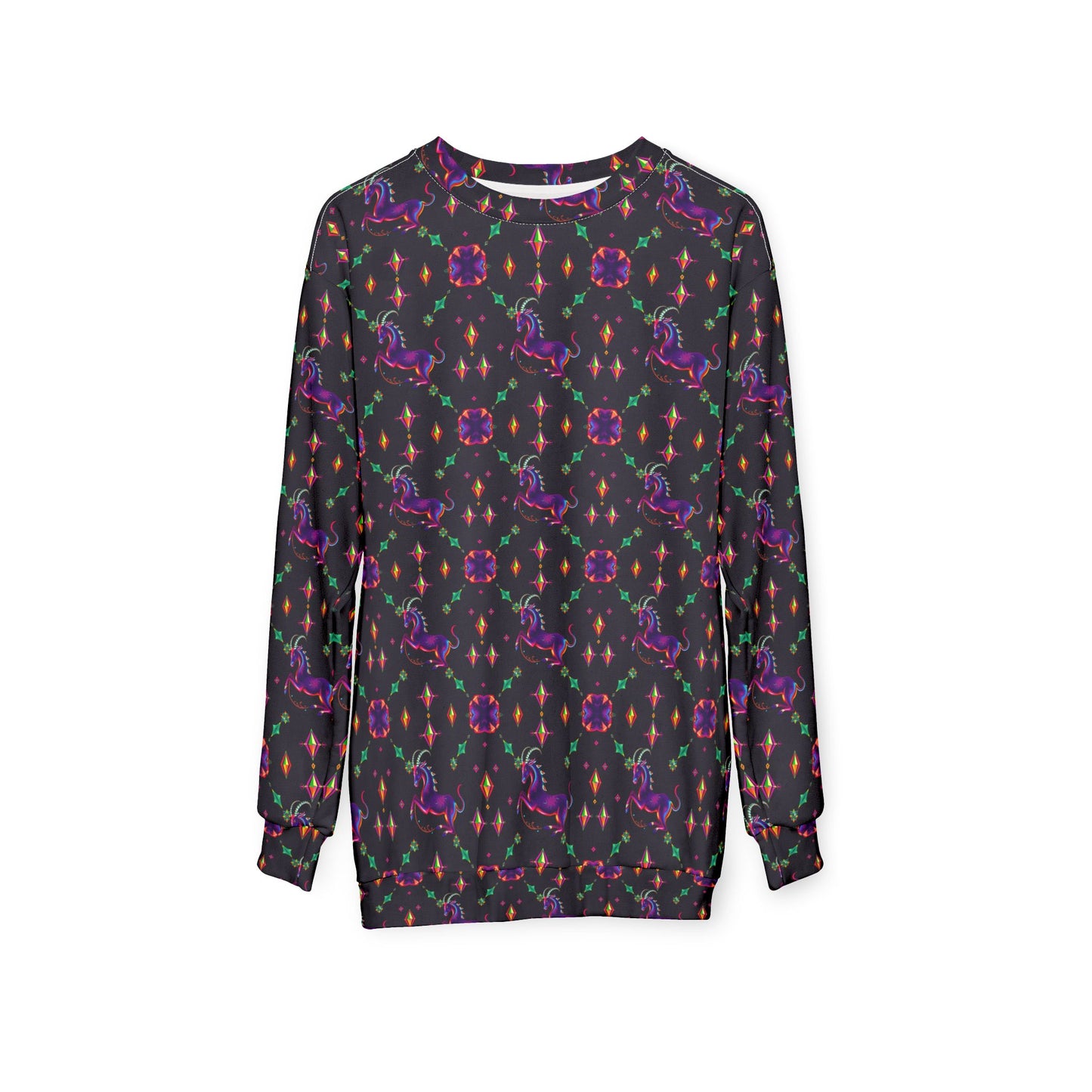 Unisex Sweatshirt (AOP), Capricorn, Zodiac v3, Jewel Pattern