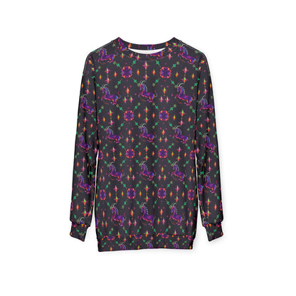 Unisex Sweatshirt (AOP), Capricorn, Zodiac v3, Jewel Pattern