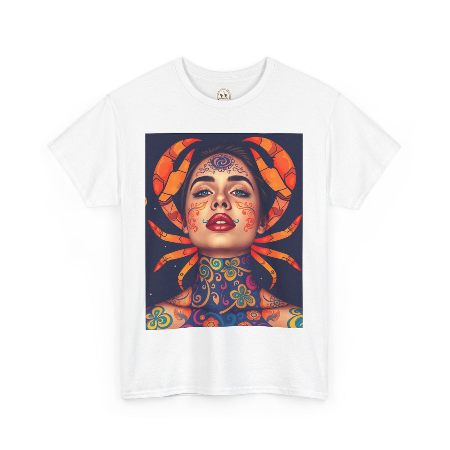 Unisex Heavy Cotton T-Shirt, Cancer, Zodiac v2, Sexy Art