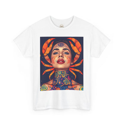 Unisex Heavy Cotton T-Shirt, Cancer, Zodiac v2, Sexy Art