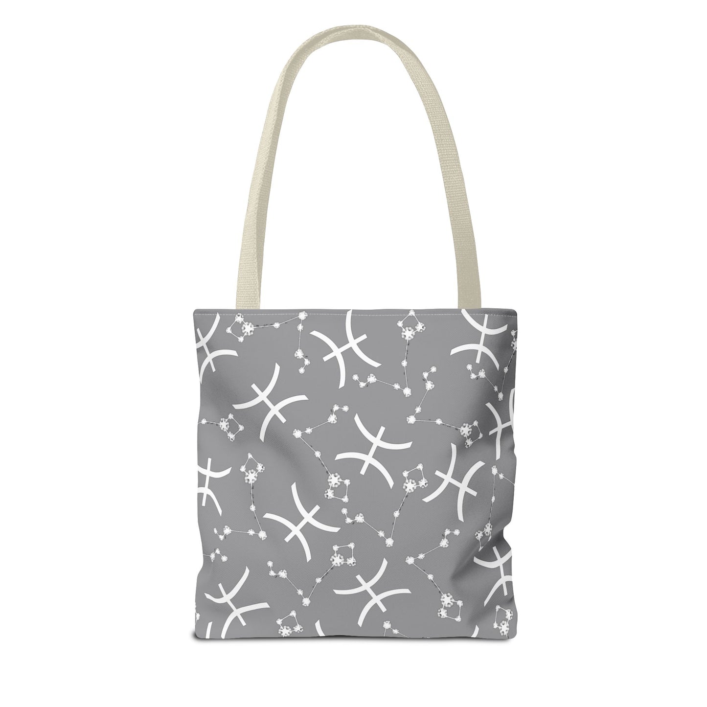 Tote Bag, Pisces Zodiac Sign, AOP, (Grey, White)