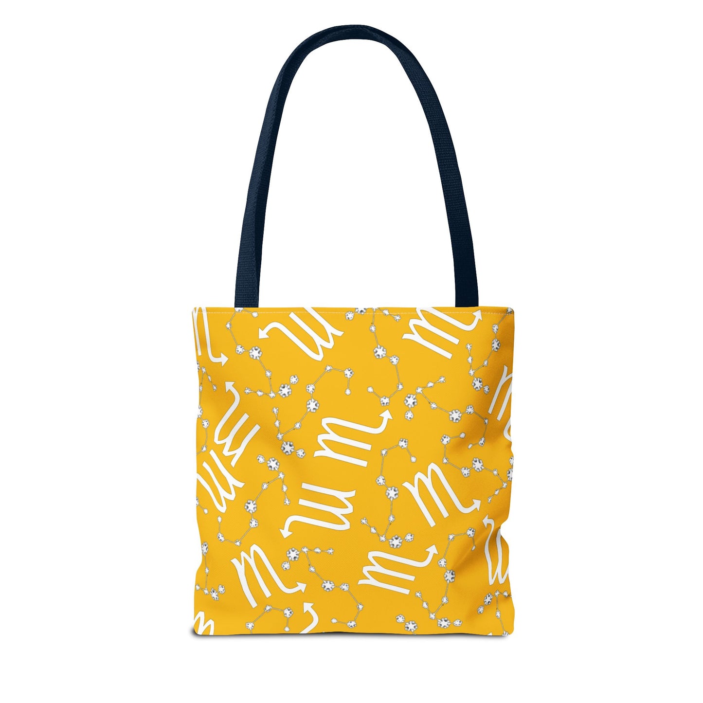 Tote Bag, Scorpio Zodiac Sign, AOP, (Yellow, White)
