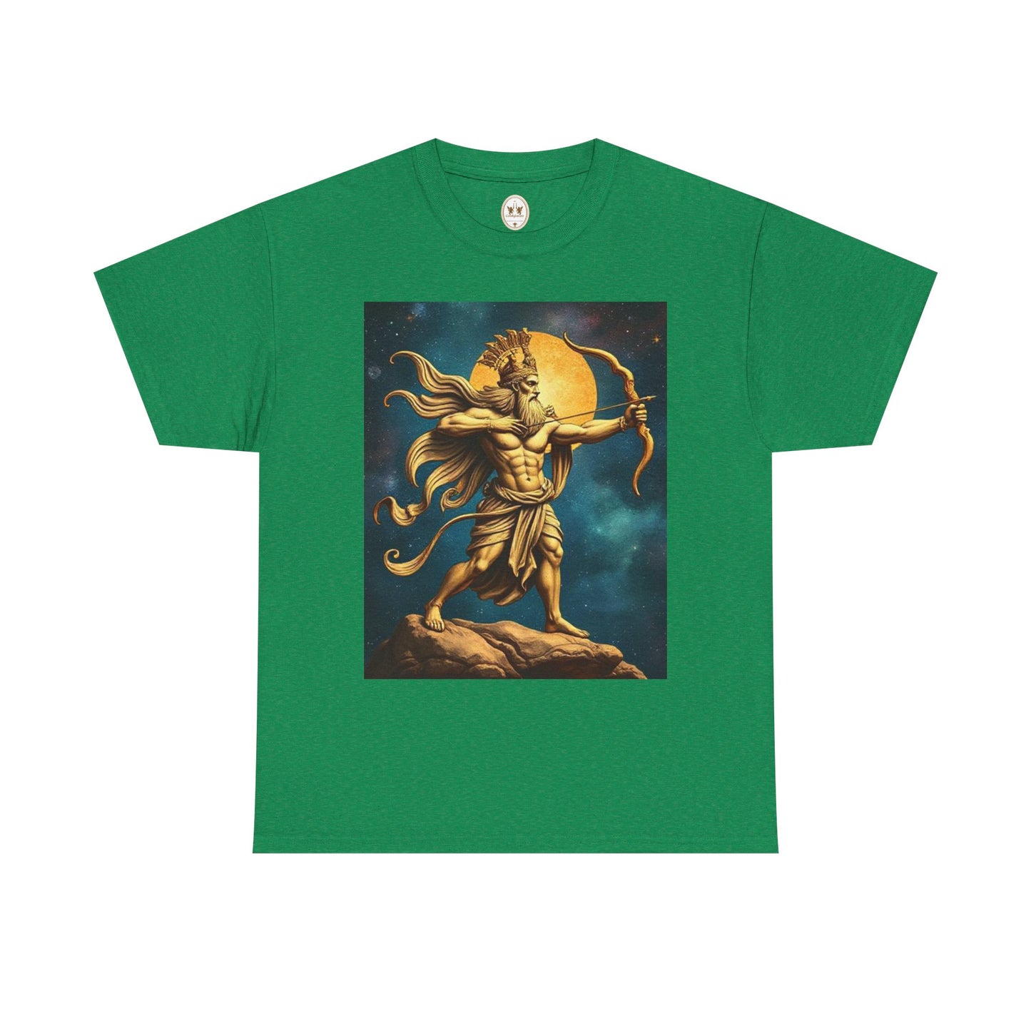 Unisex Heavy Cotton T-Shirt, Midnight Arrow, Sagittarius Zodiac Design
