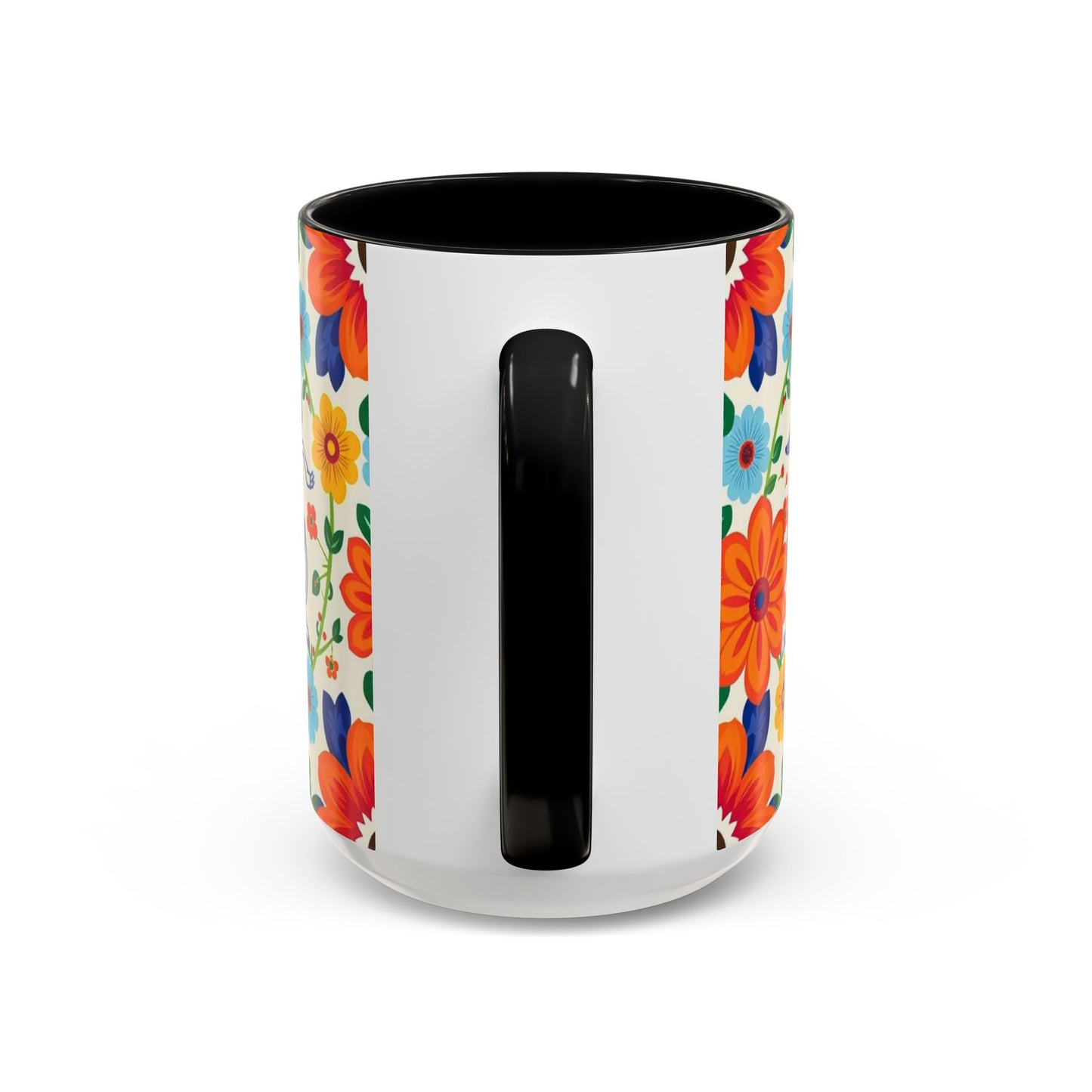Accent Coffee Mug, Virgo, Zodiac v2. Flower Pattern, (11, 15oz)
