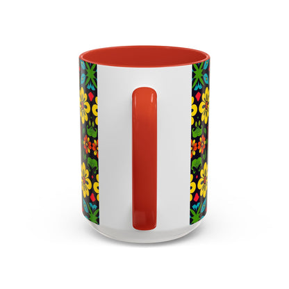 Accent Coffee Mug, Cancer, Zodiac v2, Flower Pattern, (11, 15oz)