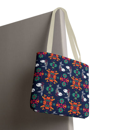 Tote Bag (AOP), Pisces, Zodiac, Flower Pattern