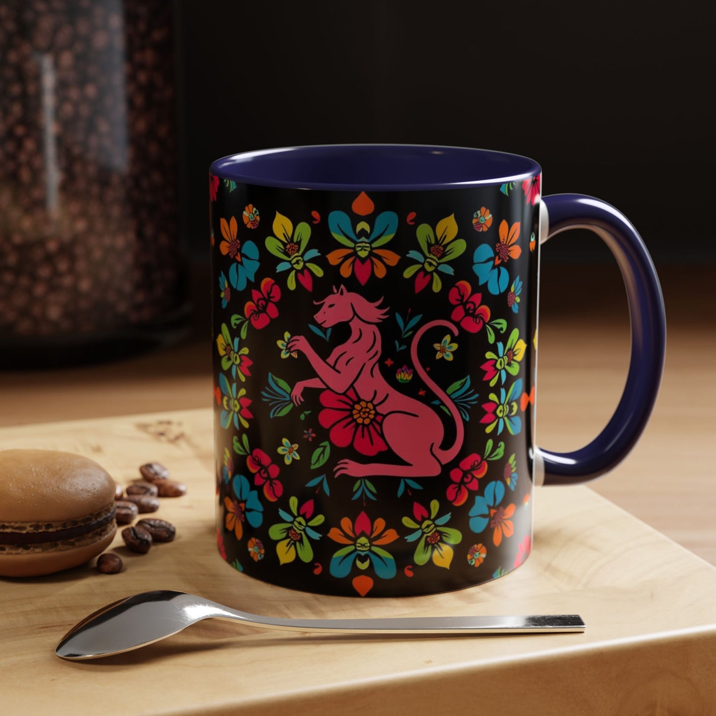 Accent Coffee Mug, Zodiac. Virgo, Flower Pattern, (11, 15oz)