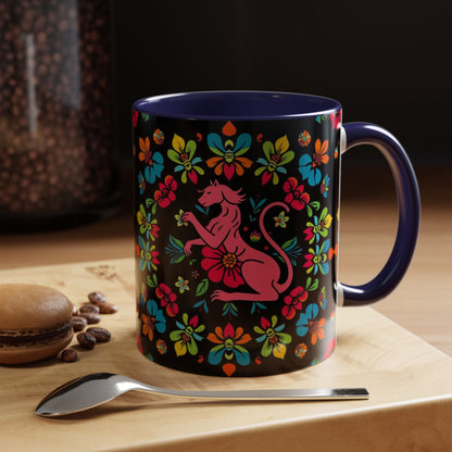Accent Coffee Mug, Zodiac. Virgo, Flower Pattern, (11, 15oz)