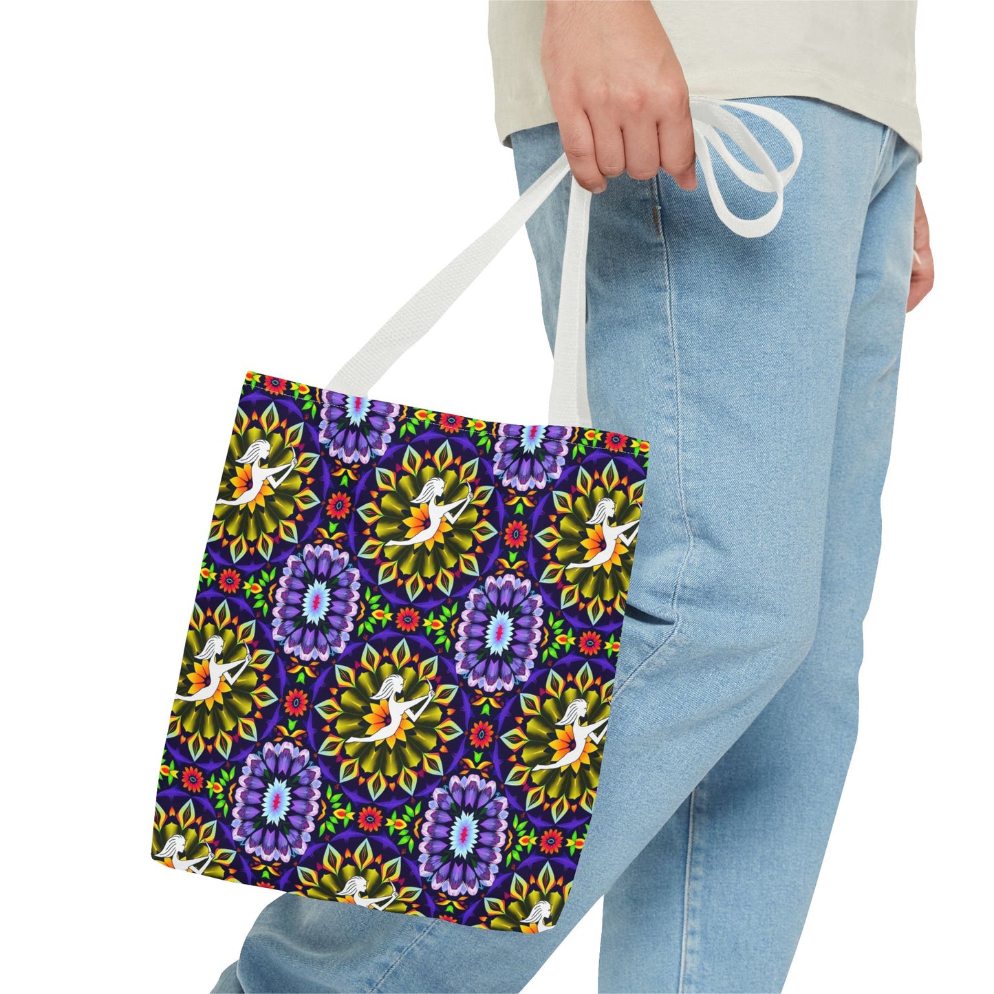 Tote Bag (AOP), Sagittarius, Zodiac v2, Flower Pattern