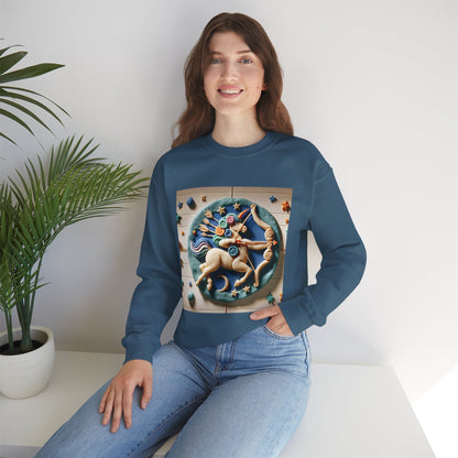Unisex Heavy Blend™ Crewneck Sweatshirt, Colorful Horse, Sagittarius Zodiac Design