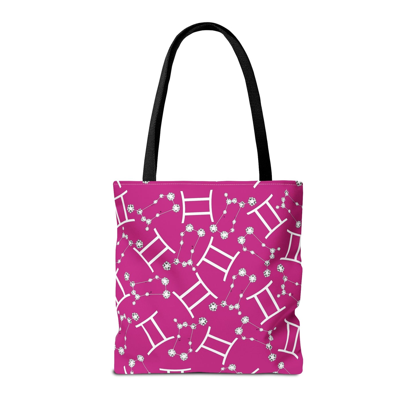 Tote Bag, Gemini Zodiac Sign, AOP, (Pink, White)