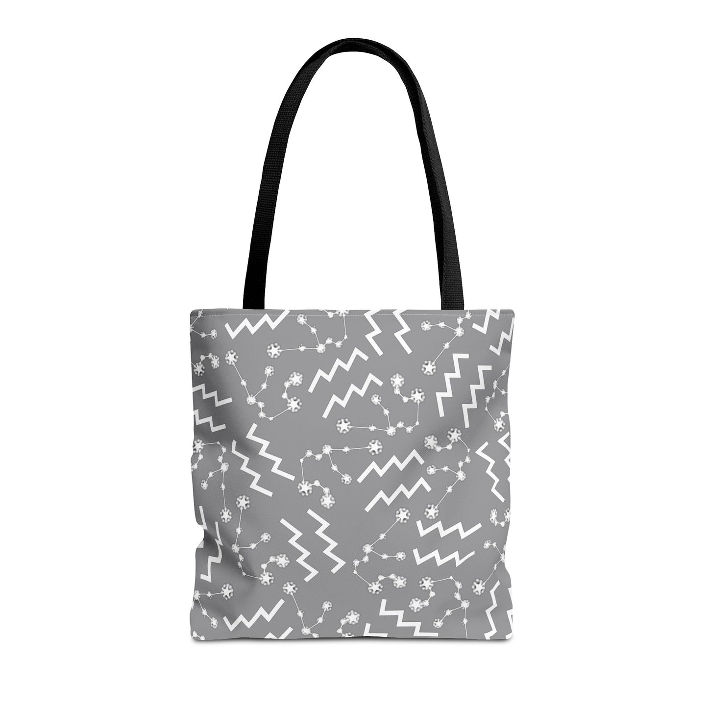 Tote Bag, Aquarius Zodiac Sign, AOP, (Grey, White)