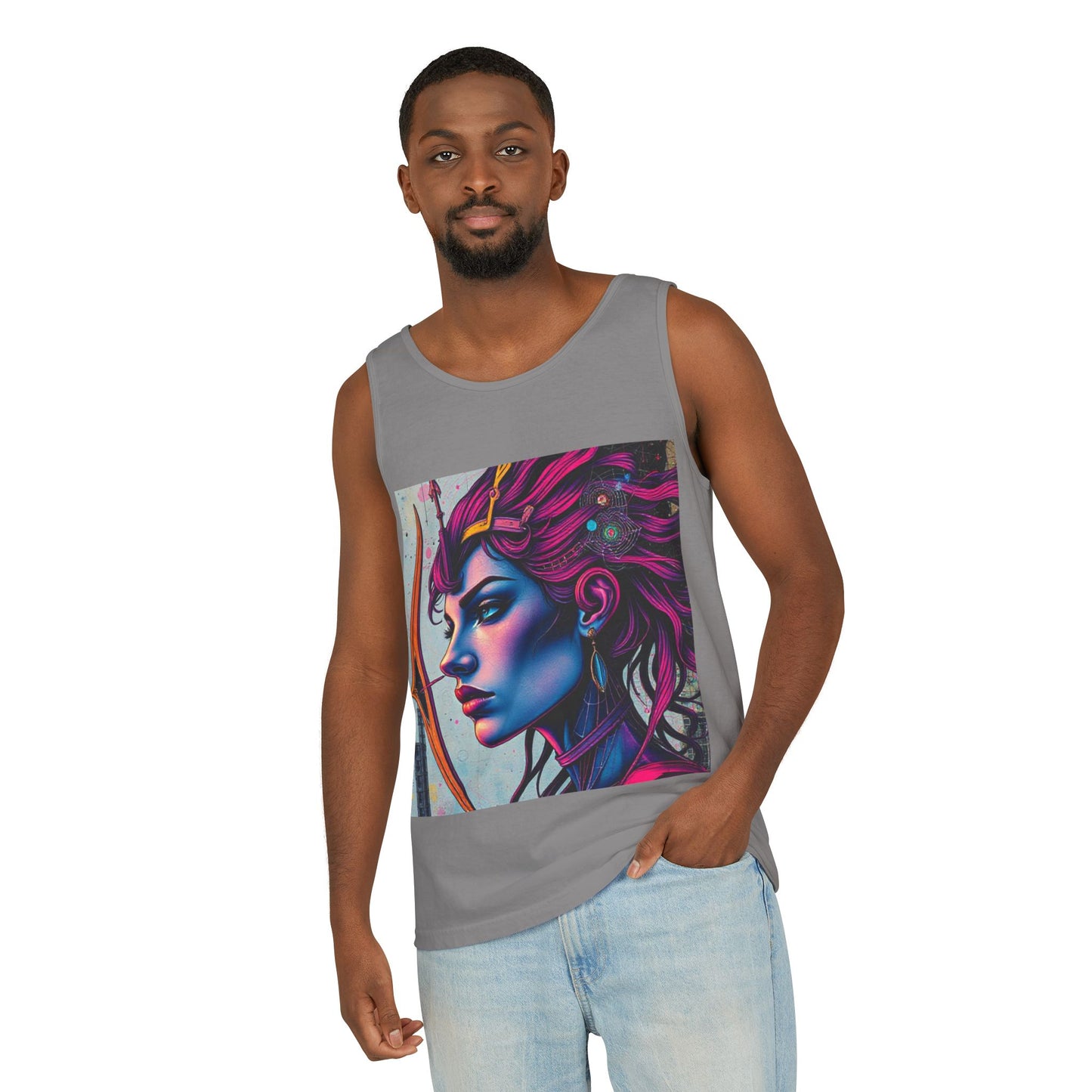 Unisex Garment-Dyed, Tank Top, Sagittarius Design, Pop Art, 100% US cotton