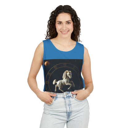 Unisex Garment-Dyed, Tank Top, Capricorn Design, Space Animal, 100% US cotton