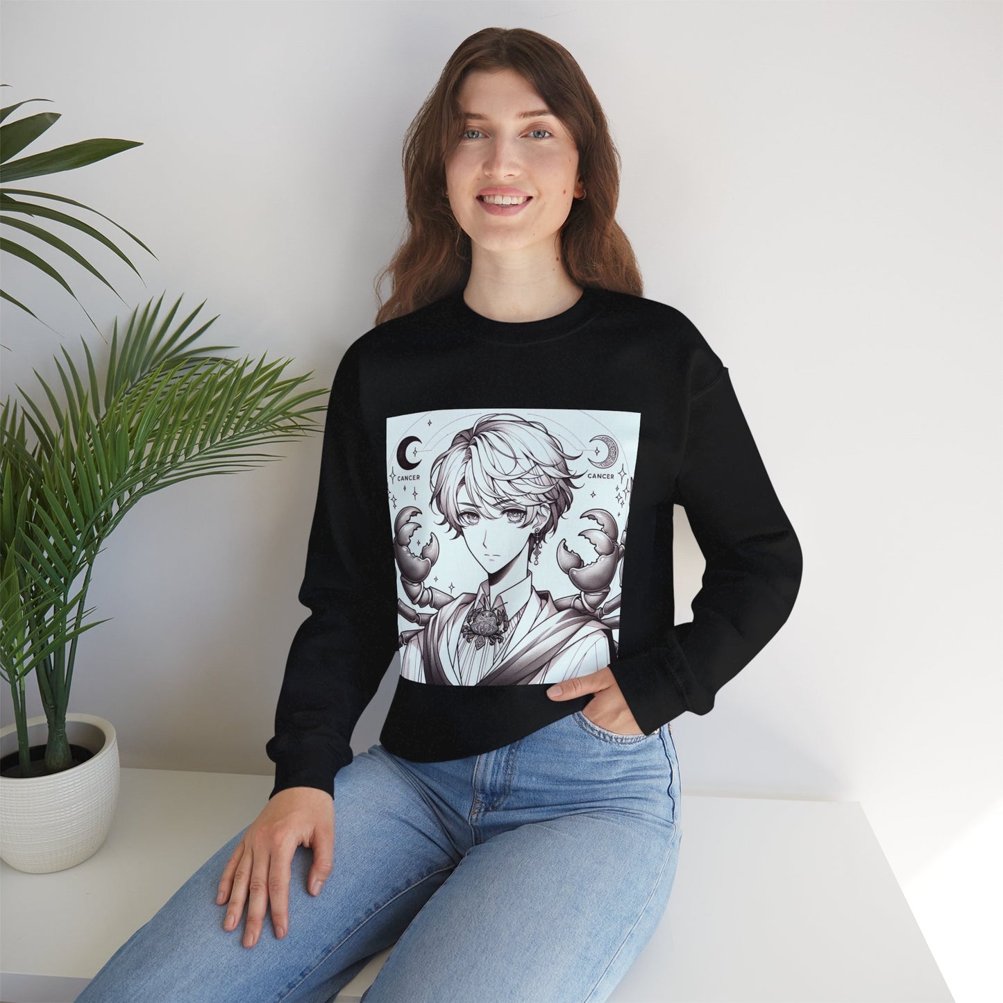 Unisex Heavy Blend™ Crewneck Sweatshirt,Two Moon, Cancer Zodiac Design