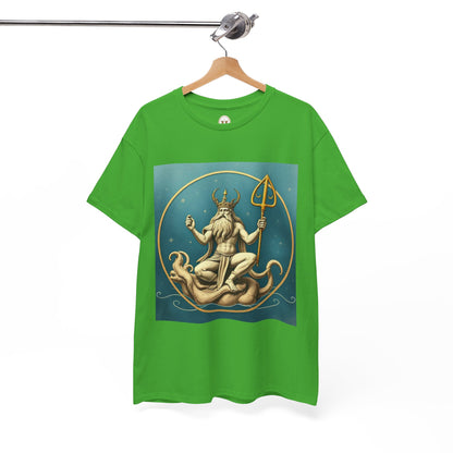 Unisex Heavy Cotton T-Shirt, Aquarius God 3v, Zodiac Design