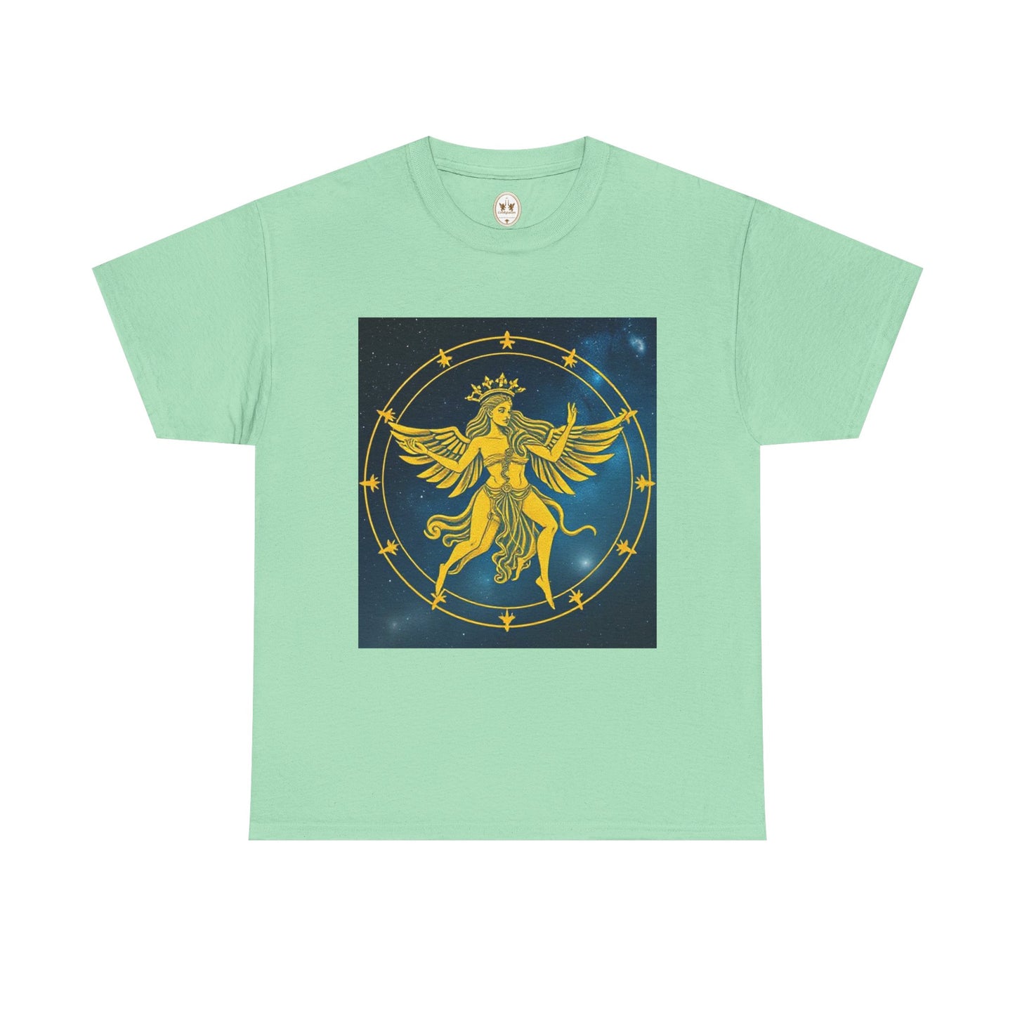 Unisex Heavy Cotton T-Shirt, Twin Angel v3, Gemini Zodiac Design