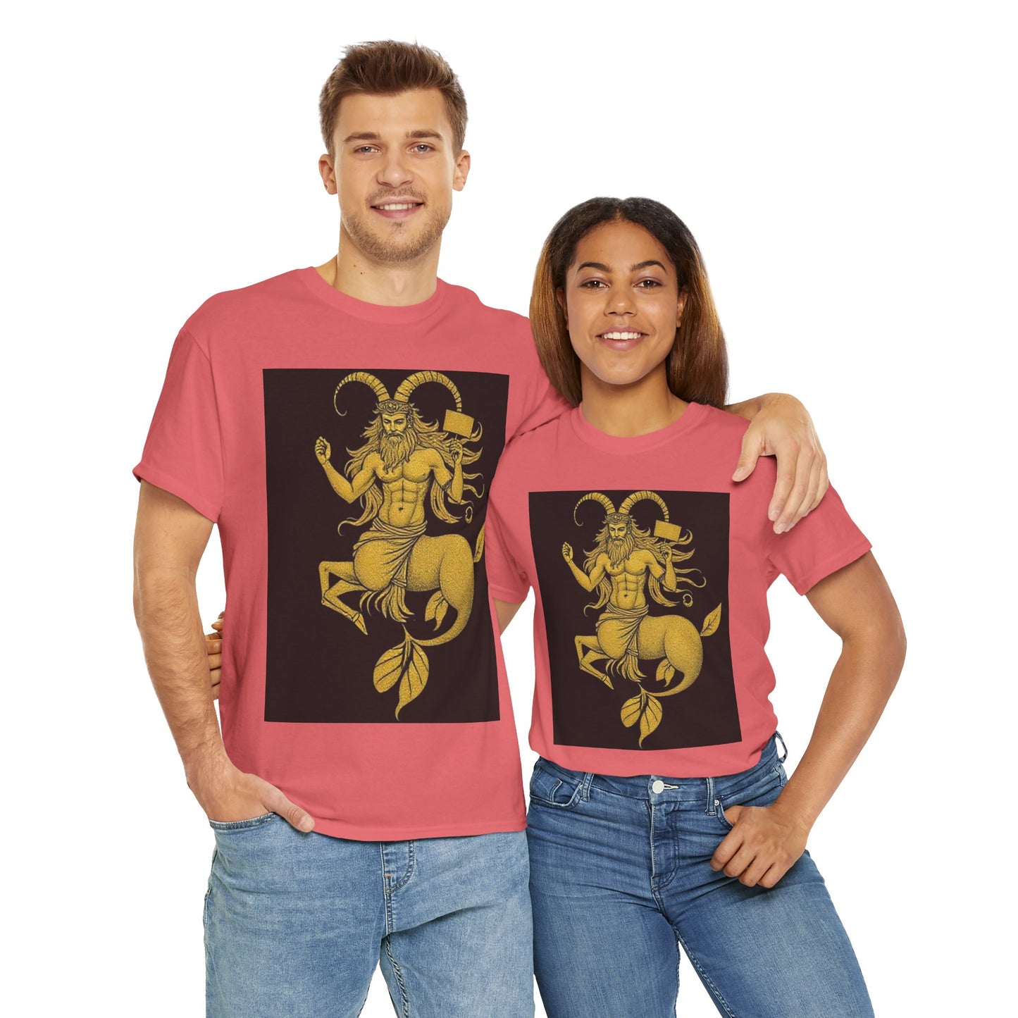 Unisex Heavy Cotton T-Shirt, Capricorn God, Zodiac Design