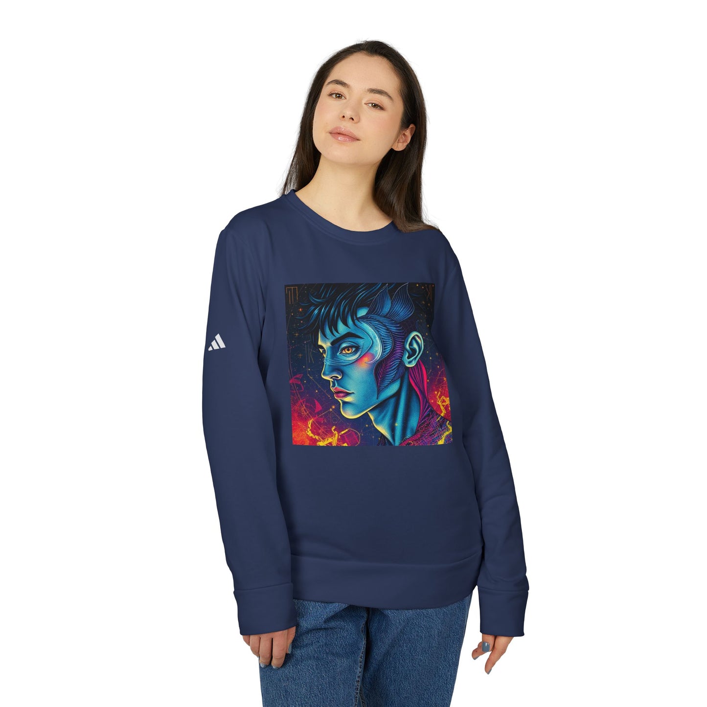 Adidas, Unisex Fleece Crewneck Sweatshirt, Pisces, Pop Art, Zodiac
