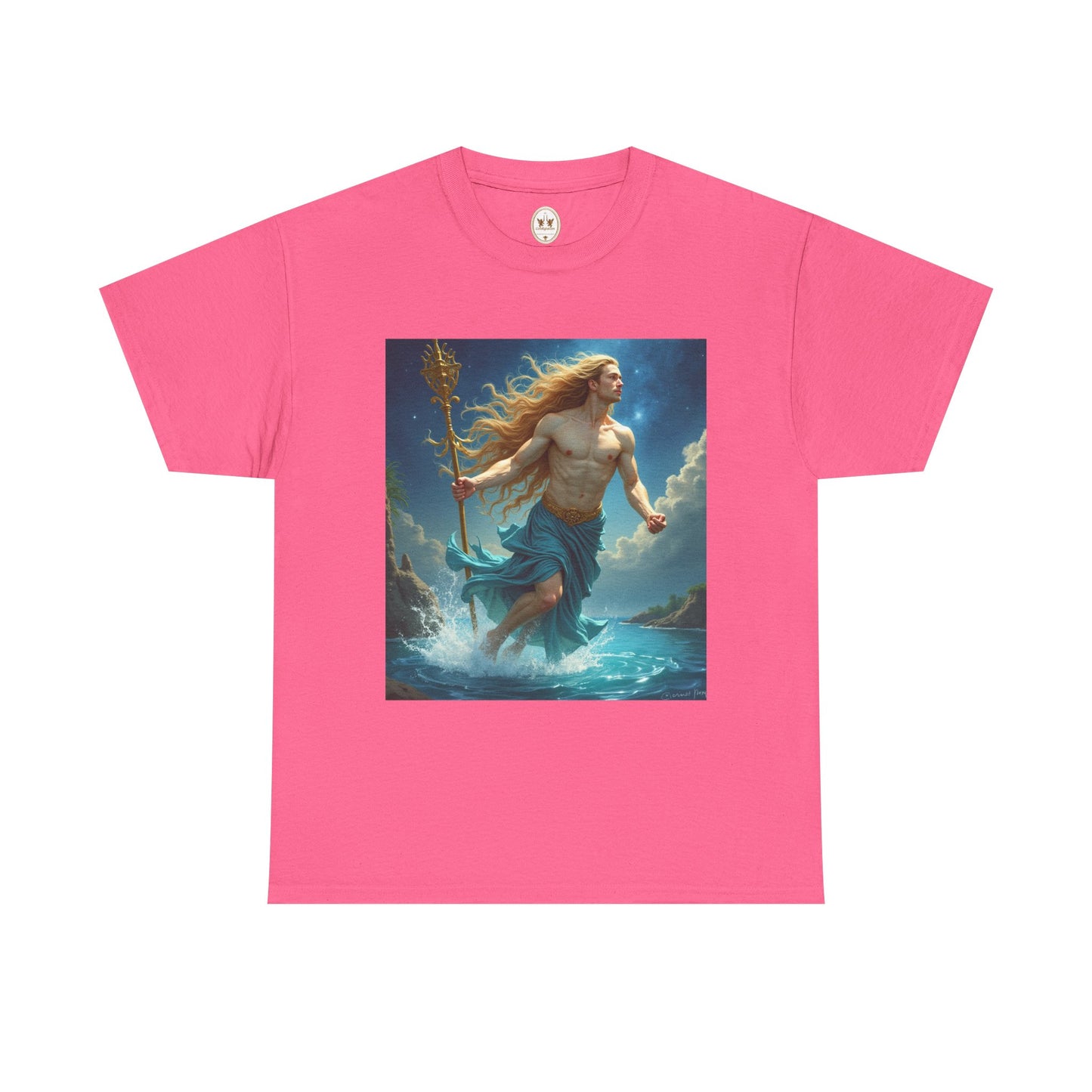 Unisex Heavy Cotton T-Shirt, Aquarius God 4v, Zodiac Design