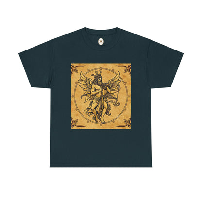 Unisex Heavy Cotton T-Shirt, Pencil Art v1, Gemini Zodiac Design