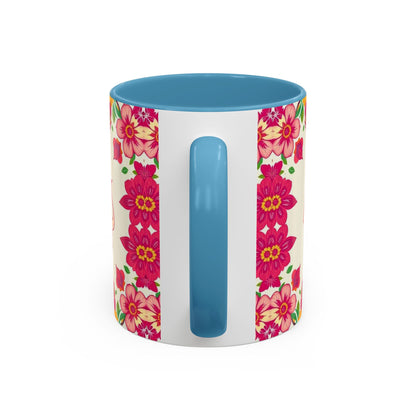 Accent Coffee Mug, Capricorn, Zodiac v2, Flower Pattern, (11, 15oz)