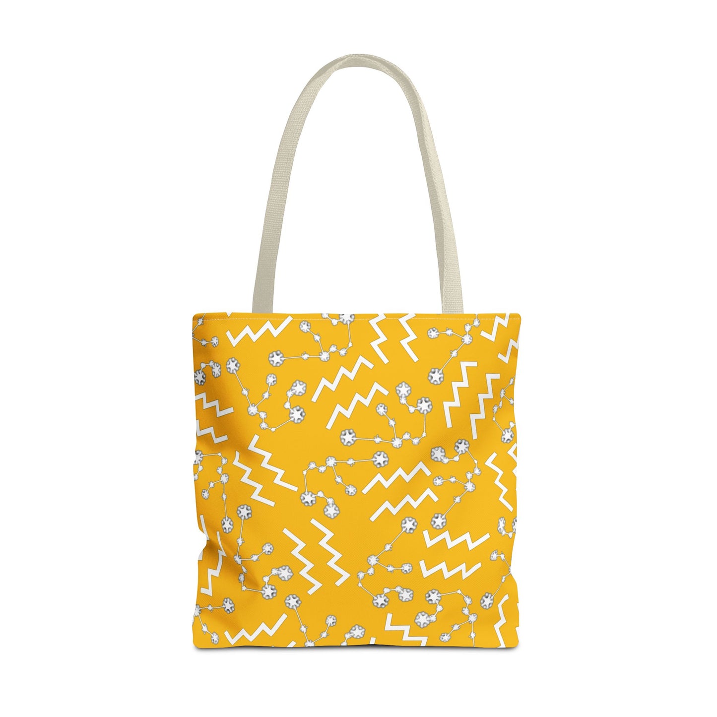 Tote Bag, Aquarius Zodiac Sign, AOP, (Yellow, White)