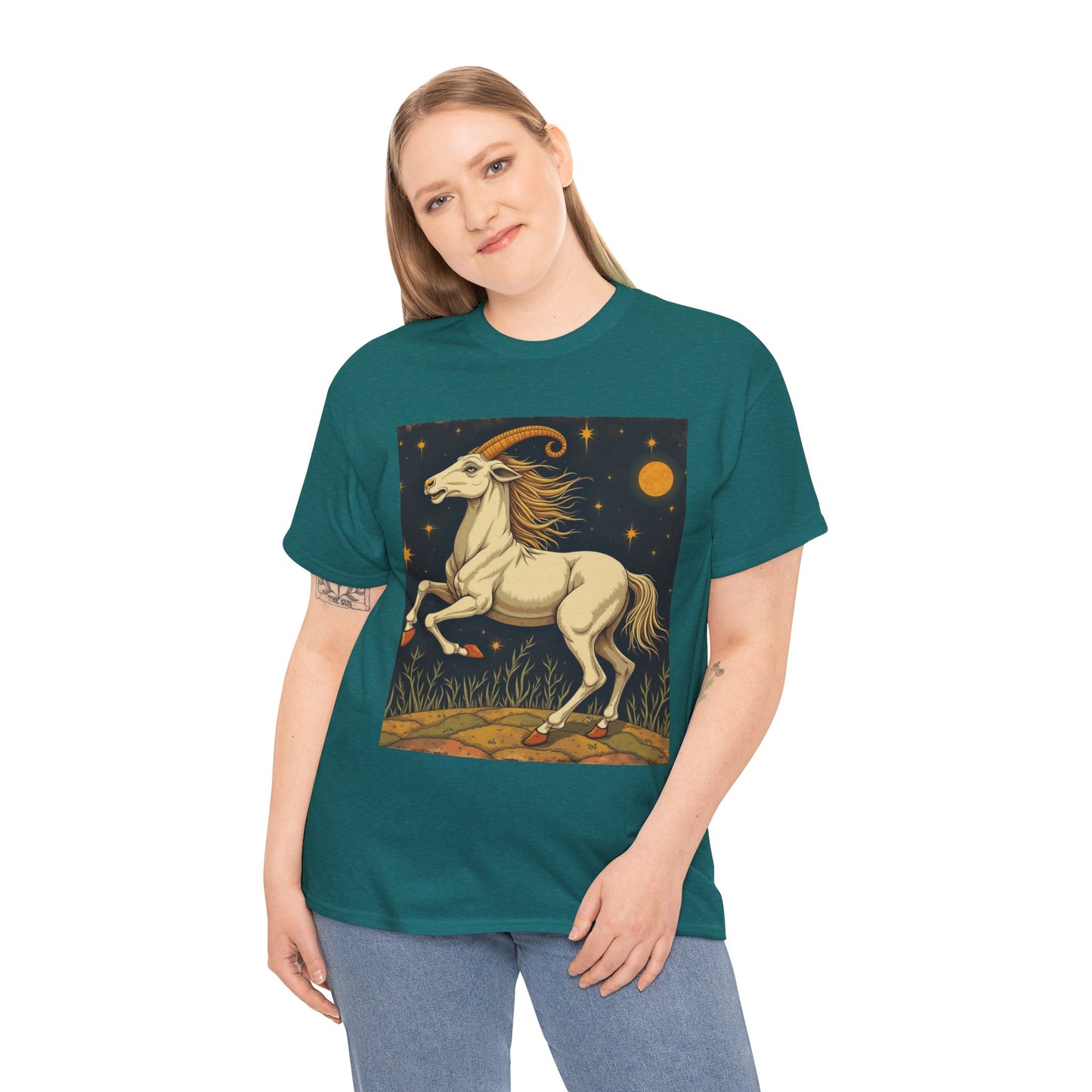 Unisex Heavy Cotton T-Shirt, Aries Animal, Zodiac Design