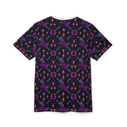 Unisex Cut & Sew T-Shirt, (AOP), Capricorn, Zodiac v1, Jewels Pattern