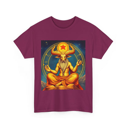 Unisex Heavy Cotton T-Shirt, Meditating Bull, Taurus Zodiac Design