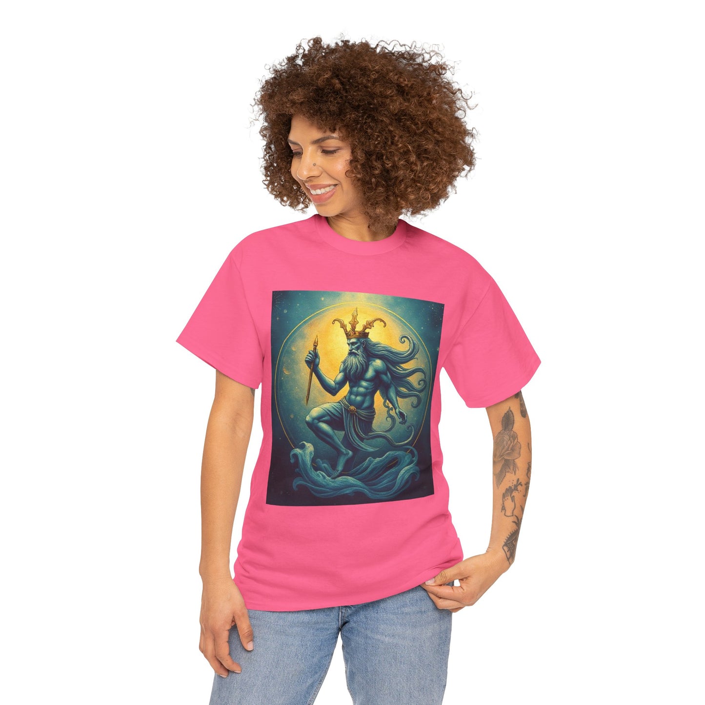 Unisex Heavy Cotton T-Shirt, Aquarius God, Zodiac Design