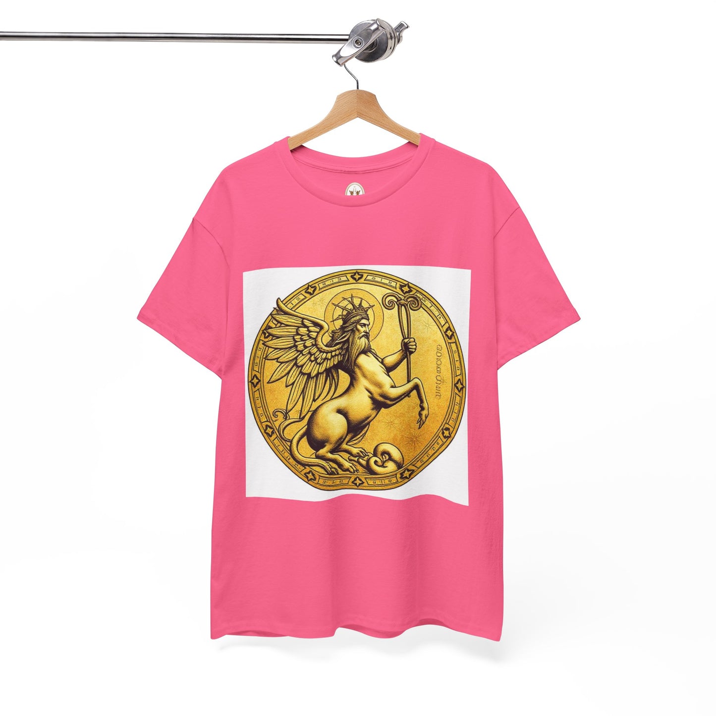 Unisex Heavy Cotton T-Shirt, Golden Angel Coin, Virgo Zodiac Design