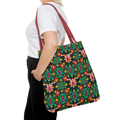 Tote Bag, (AOP), Aquarius, Zodiac v1, Flower Pattern