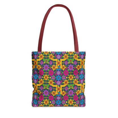 Tote Bag, (AOP), Gemini, Zodiac v2, Flower Pattern