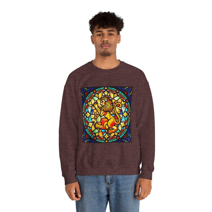 Unisex Heavy Blend™ Crewneck Sweatshirt, Glass 1, Leo Zodiac Design