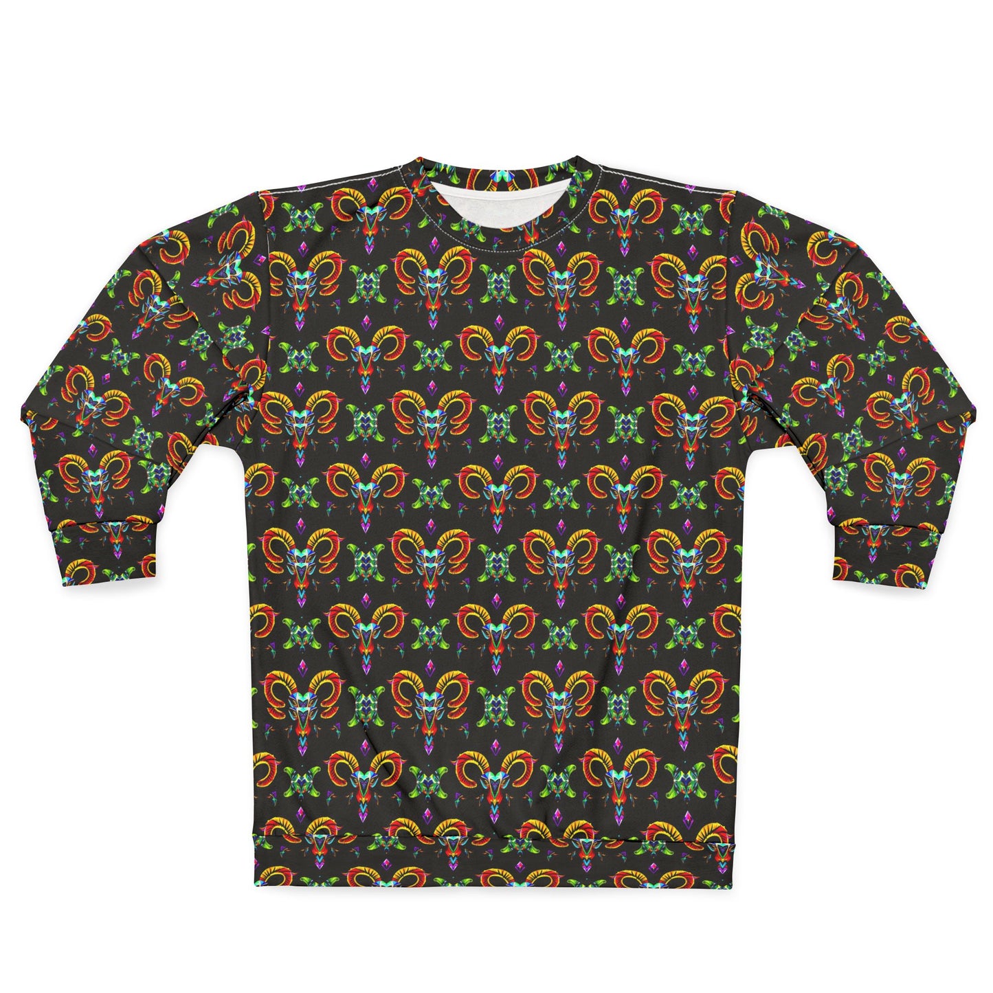 Unisex Sweatshirt (AOP), Aries, Zodiac v3, Jewel Pattern