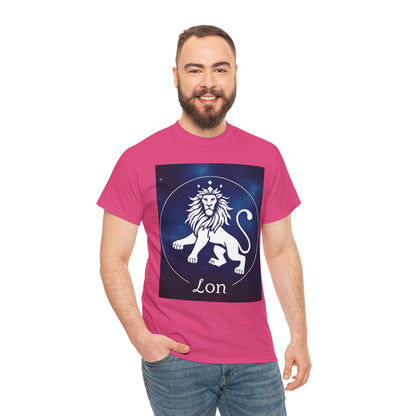 Unisex Heavy Cotton T-Shirt, Space Lion, Leo Zodiac Design