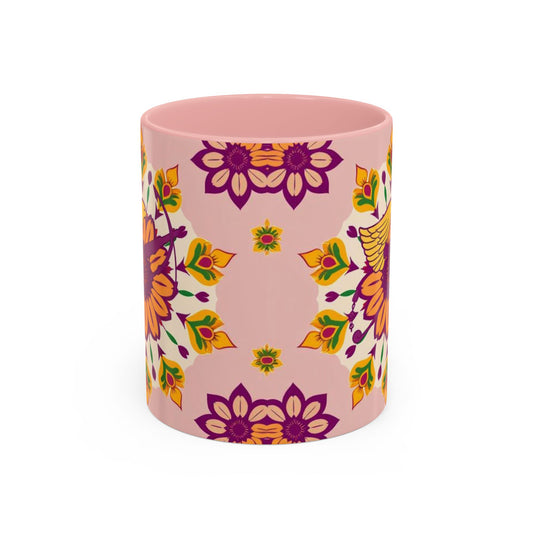 Accent Coffee Mug, Sagittarius, Zodiac v4. Flower Pattern, (11, 15oz)