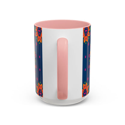 Accent Coffee Mug, Gemini, Zodiac v2, Flower Pattern, (11, 15oz)