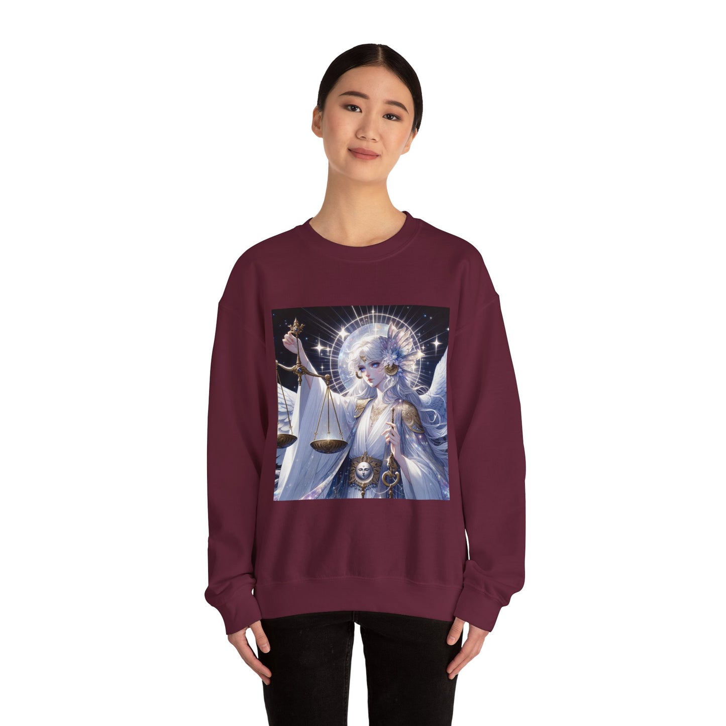 Unisex Heavy Blend™ Crewneck Sweatshirt,anime angel, Libra Zodiac Design
