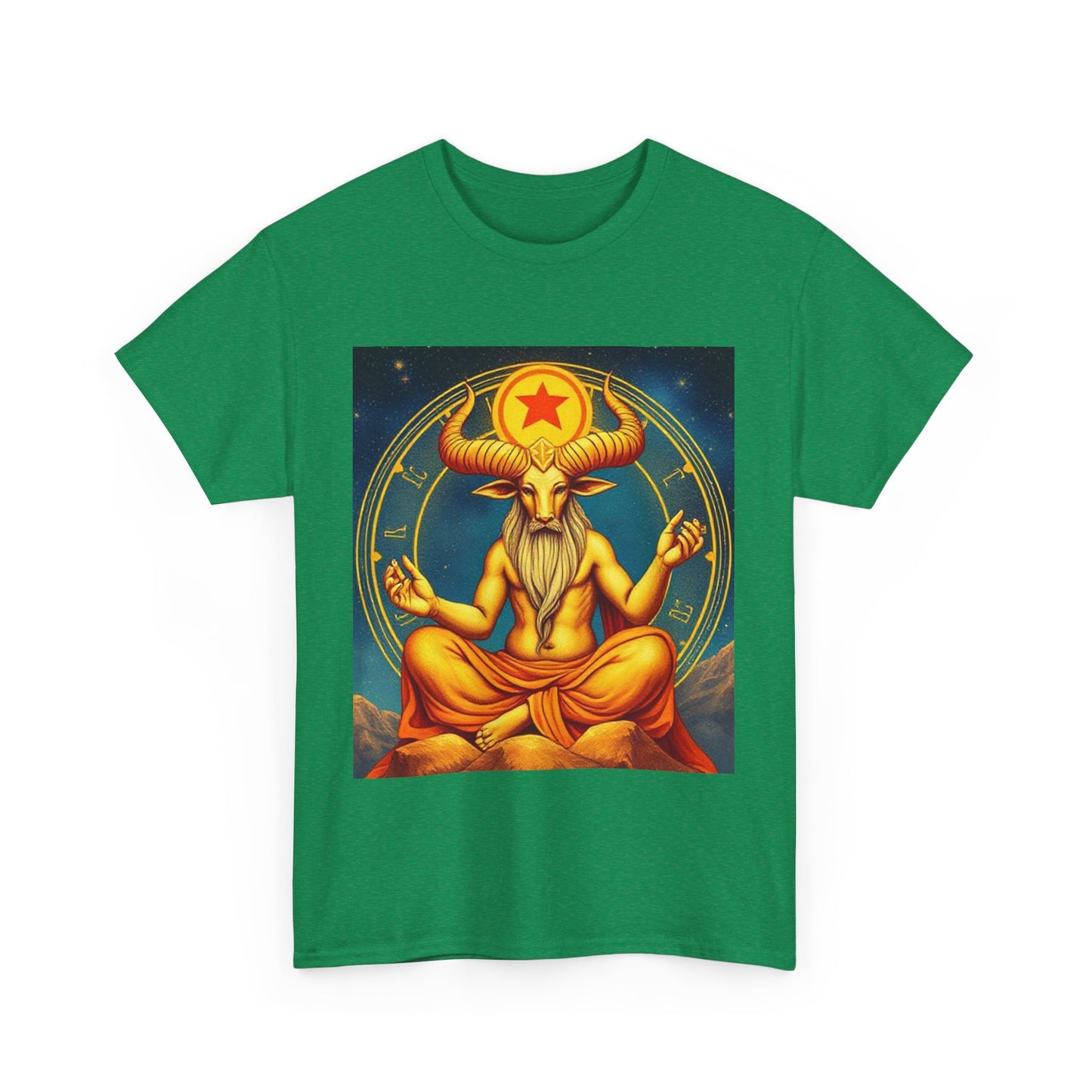 Unisex Heavy Cotton T-Shirt, Meditating Bull, Taurus Zodiac Design