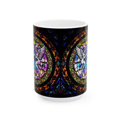 Ceramic Mug, (11oz, 15oz), Ceramic Coffee Mug, AOP, Glass Design, Gemini Zodiac