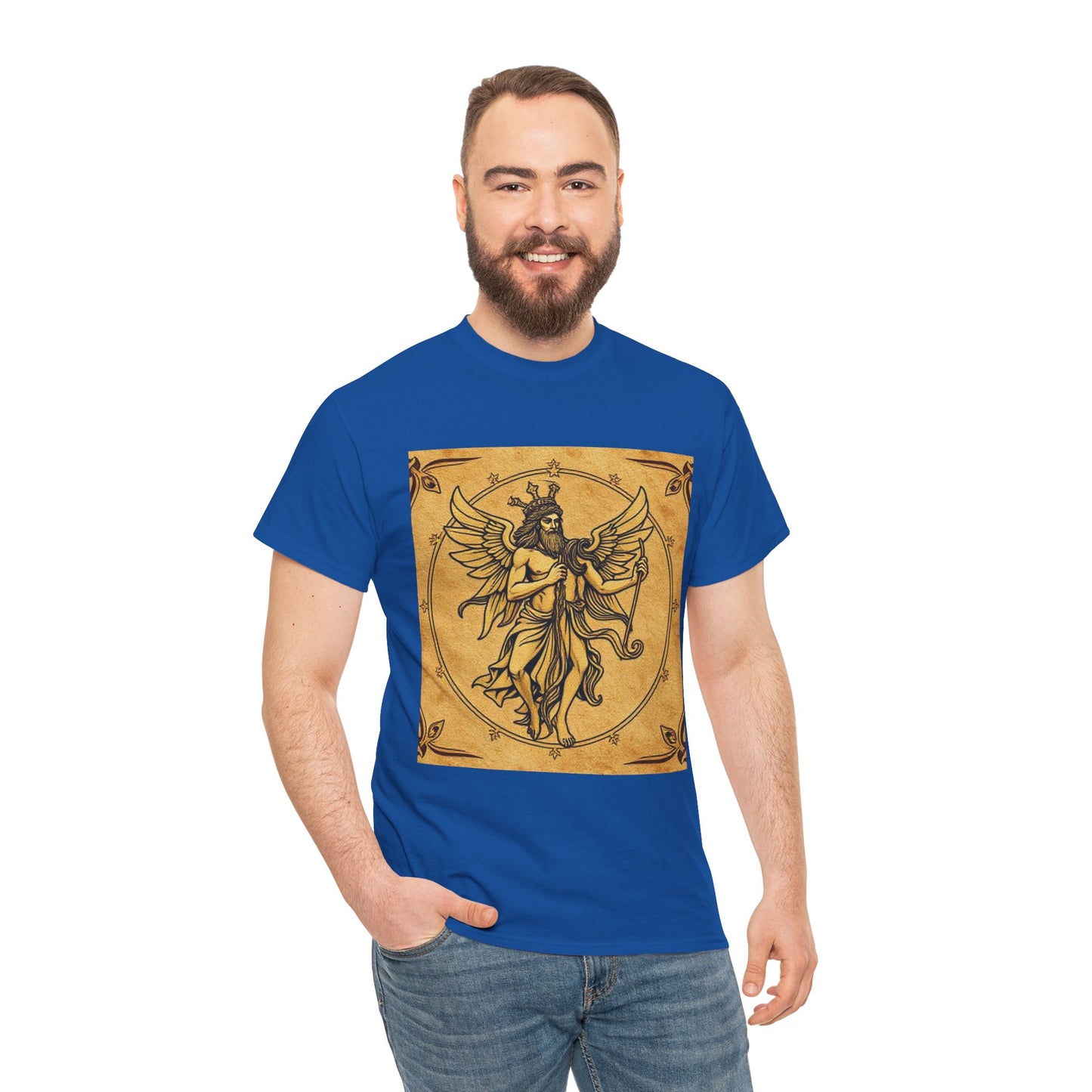 Unisex Heavy Cotton T-Shirt, Pencil Art, Gemini Zodiac Design