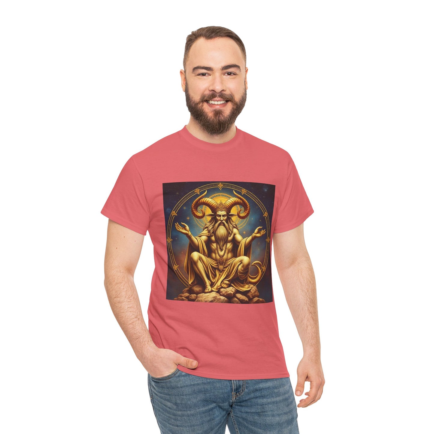 Unisex Heavy Cotton T-Shirt, On The Throne, Taurus Zodiac Design