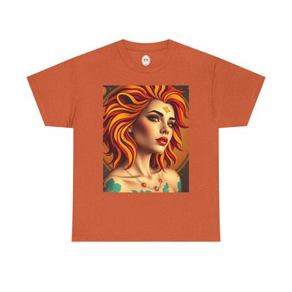 Unisex Heavy Cotton T-Shirt, Leo, Zodiac v3, Sexy Art