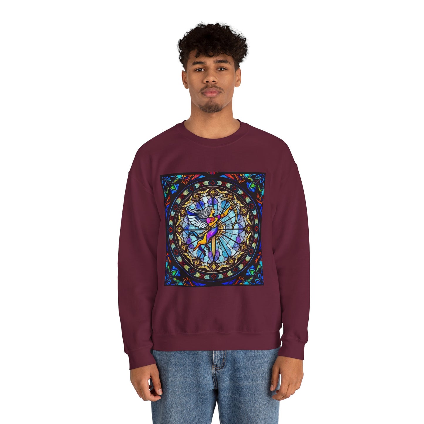 Unisex Heavy Blend™ Crewneck Sweatshirt, Glass, Sagittarius Zodiac Design