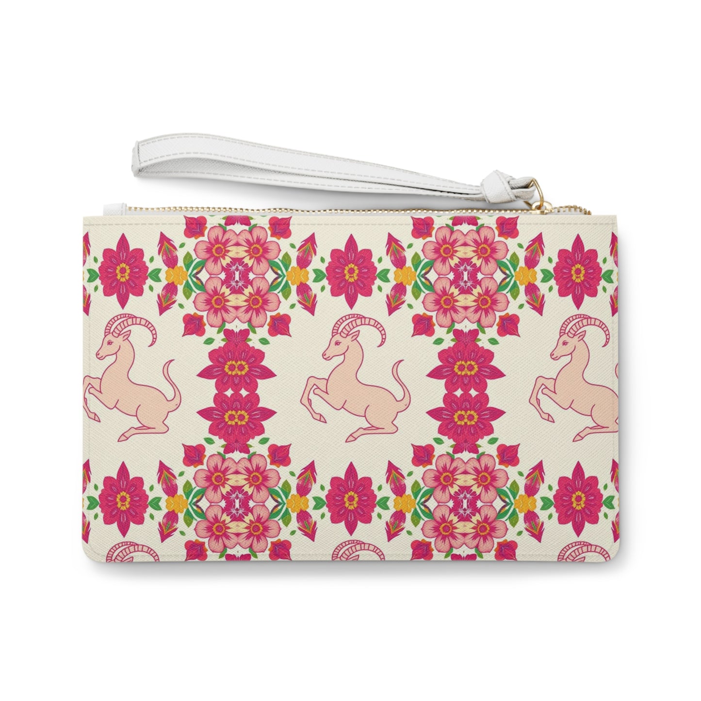 Clutch Bag, Capricorn, Zodiac v4, Flower Pattern