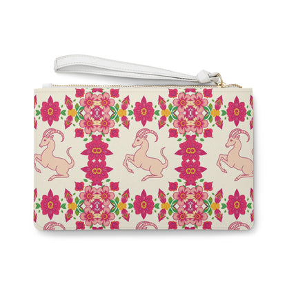Clutch Bag, Capricorn, Zodiac v4, Flower Pattern